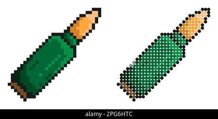 Icône pixel. Puce d'arme automatique. Arme de soldat. Vecteur de jeu rétro simple isolé sur fond blanc Illustration de Vecteur