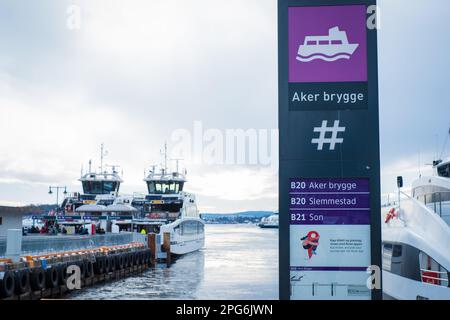 Oslo, Norvège - 11 mars 2023 : croisière touristique sur le fjord d'Oslo. Banque D'Images