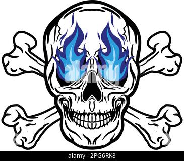 Vecteur d'un crâne dans les flammes de feu Illustration de Vecteur