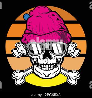 Crâne hipster avec bonnet Illustration de Vecteur