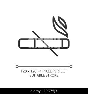 Icône linéaire pixel Perfect non fumeur Illustration de Vecteur