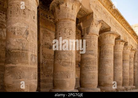 Colonnes au Temple mortuaire d'Amenhotep III, près de Louxor, Égypte Banque D'Images