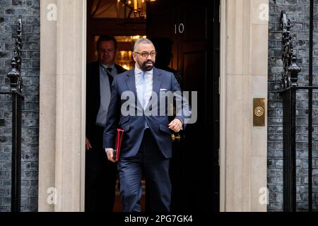 Downing Street, Londres, Royaume-Uni. 21st mars 2023. James, député fédéral, secrétaire d'État aux Affaires étrangères, du Commonwealth et du développement, assiste à la réunion hebdomadaire du Cabinet au 10 Downing Street. Photo par Amanda Rose/Alamy Live News Banque D'Images