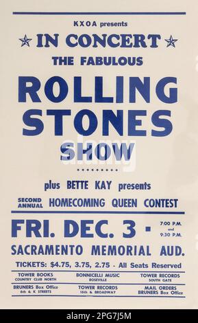 En concert, le fabuleux Rolling Stones 1965 Sacramento, Californie Handbill - Flyer Banque D'Images