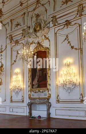 Kromeriz, République tchèque. 21st mars 2023. La grande salle d'assemblée restaurée du château de Kromeriz, République tchèque, 21 mars 2023, le château de Kromeriz est un exemple bien conservé d'une résidence princière baroque européenne et de ses jardins. En 1998, l'UNESCO a classé les jardins et le château de Kromeriz au patrimoine mondial. Crédit: Dalibor Gluck/CTK photo/Alamy Live News Banque D'Images