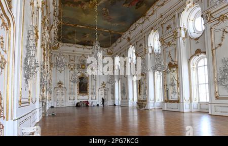 Kromeriz, République tchèque. 21st mars 2023. La grande salle d'assemblée restaurée du château de Kromeriz, République tchèque, 21 mars 2023, le château de Kromeriz est un exemple bien conservé d'une résidence princière baroque européenne et de ses jardins. En 1998, l'UNESCO a classé les jardins et le château de Kromeriz au patrimoine mondial. Crédit: Dalibor Gluck/CTK photo/Alamy Live News Banque D'Images