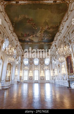 Kromeriz, République tchèque. 21st mars 2023. La grande salle d'assemblée restaurée du château de Kromeriz, République tchèque, 21 mars 2023, le château de Kromeriz est un exemple bien conservé d'une résidence princière baroque européenne et de ses jardins. En 1998, l'UNESCO a classé les jardins et le château de Kromeriz au patrimoine mondial. Crédit: Dalibor Gluck/CTK photo/Alamy Live News Banque D'Images