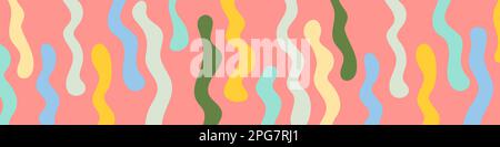 Arrière-plan abstrait de formes ondulées organiques. Bannière horizontale de couleurs vives dessinées à la main. Pour la newsletter, l'en-tête Web, la publication sur les médias sociaux, la promotion de banne Illustration de Vecteur