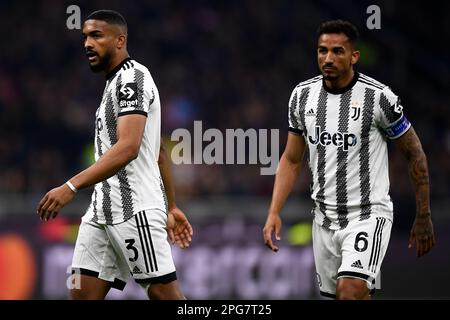 Milan, Italie. 19 mars 2023. Gleison Bremer de Juventus FC et Danilo Luiz da Silva de Juventus FC sont vus pendant le match de football Serie A entre le FC Internazionale et le FC Juventus. Credit: Nicolò Campo/Alay Live News Banque D'Images