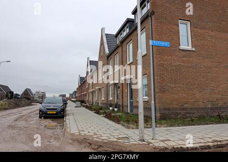 Nouvelles maisons dans le district de koningskwartier à Zevenhuizen dans le Zuidplaspolder aux pays-Bas Banque D'Images