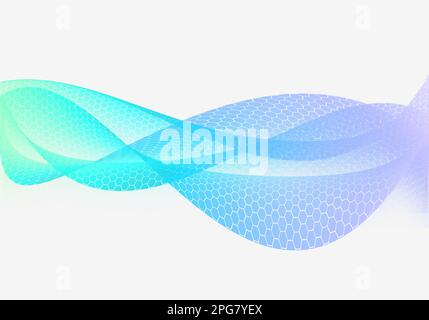 Arrière-plan abstrait avec ondes bleues. Maillage de gradient. courbe d'onde abstraite bleu clair motif hexagonal Banque D'Images