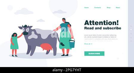 Mère et fille laiteuse vache Illustration de Vecteur