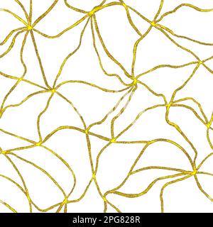Luxueux motif sans couture Gold kintsugi crack sur fond blanc. Marbre cassé. Banque D'Images