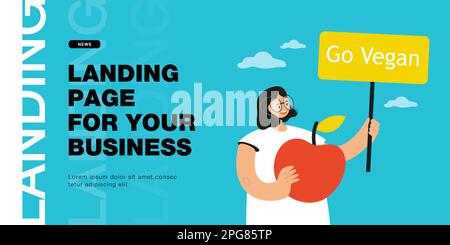 Caricature femme appelant à un style de vie végétalien Illustration de Vecteur