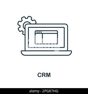 Icône de ligne CRM. Affiche d'élément de couleur de la collection marketing. Affiche d'icône de contour CRM plate pour la conception Web, les infographies et plus encore. Illustration de Vecteur
