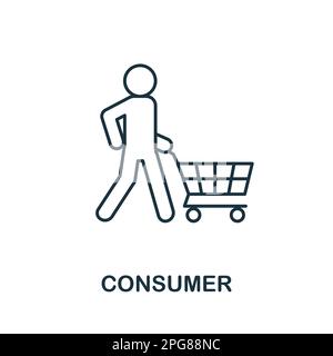 Icône de la ligne client. Affiche d'élément de couleur de la collection marketing. Affiche d'icône plate Consumer Outline pour la conception Web, les infographies et plus encore. Illustration de Vecteur