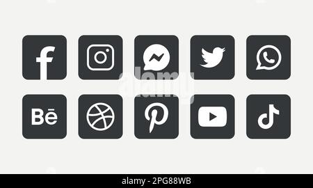 Icônes populaires du logo des médias sociaux Illustration de Vecteur