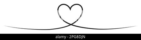 Cœur une ligne art continu Symbole de contour d'amour. Illustration de Vecteur