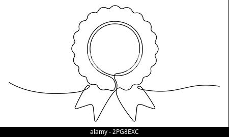 Tirage au sort d'un ruban d'art continu. Ligne de contour du badge de certificat. Illustration vectorielle isolée sur blanc. Illustration de Vecteur