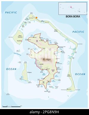 Carte routière de l'atoll polynésien français Bora Bora Banque D'Images