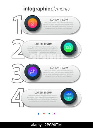 La visualisation de données d'affaires. Tableau du processus. Résumé des éléments du schéma graphique, avec des étapes, des options, des pièces ou des processus. Vector business template pour Illustration de Vecteur