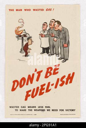 L'homme qui a gaspillé du gaz! Ne vous contentez pas de faire du carburant. Pays: Angleterre artiste: H. M. Bateman imprimé par: Stafford & Co., Ltd. 1942 - 1945. Bureau de gestion des urgences. Office of War information. Direction des opérations intérieures. Bureau des services spéciaux. 3/9/1943-9/15/1945. Affiches étrangères de la Seconde Guerre mondiale Banque D'Images