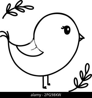 Illustration de vecteur oiseau mignon isolée sur un fond blanc. Dessin d'un oiseau de printemps pour enfants Illustration de Vecteur