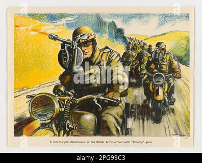 Un détachement de l'Armée britannique armé de 'Tommy'. Artiste: Roland Davies. 1942 - 1945. Bureau de gestion des urgences. Office of War information. Direction des opérations intérieures. Bureau des services spéciaux. 3/9/1943-9/15/1945. Affiches étrangères de la Seconde Guerre mondiale Banque D'Images