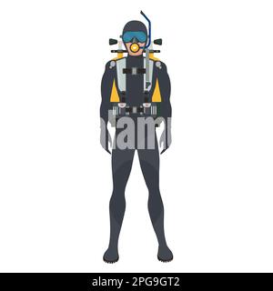 Plongeur en maillot de bain. Sport sous-marin, plongée sous-marine, dessin animé vectoriel Illustration de Vecteur