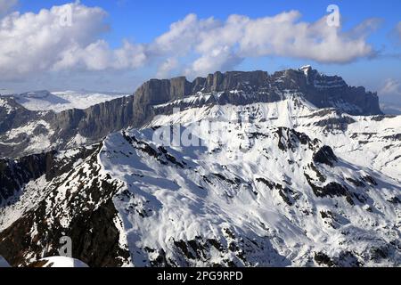 Rhône Alpes vue de la montagne du Brevent. Haute-Savoie, Alpes françaises, Europe. Banque D'Images