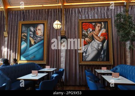 Intérieur art déco du café en Seine, Dawson Street Dublin Irlande Banque D'Images