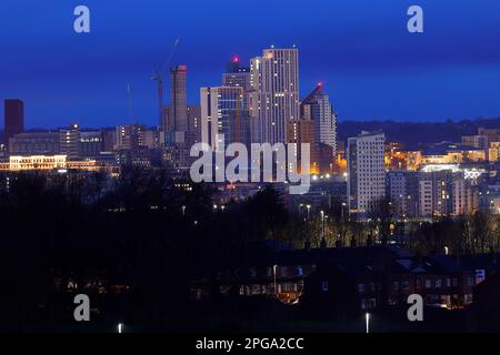 Vue sur le groupe de bâtiments Arena Quarter du centre-ville de Leeds Banque D'Images