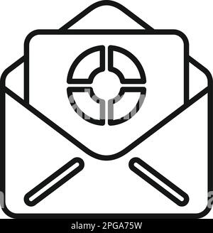 Vecteur de contour de l'icône de données de recherche de courrier. L'entreprise numérique. Groupe financier Illustration de Vecteur