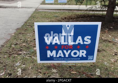 Paul Vallas pour le signe de cour de maire dans le quartier Edgebrook de Chicago Banque D'Images