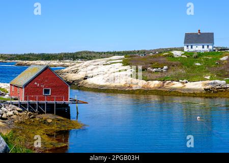 Peggy's Cove village de pêcheurs maisons de pêcheurs au bord de l'océan, Nouvelle-Écosse, Maritimes, Canada Banque D'Images