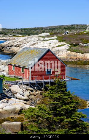 Peggy's Cove village de pêcheurs maison de pêcheurs au bord de l'océan, Nouvelle-Écosse, Maritimes, Canada Banque D'Images