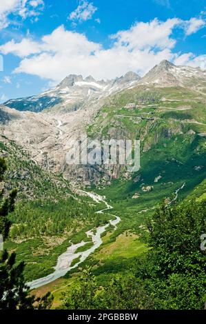 Furkapass, route, Gletsch, Wallis, Andermatt, URI, Suisse Banque D'Images