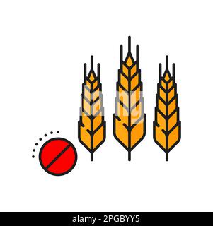 Icône de la ligne de couleur d'allergie au gluten. Régime allergique, interdiction ou intolérance des ingrédients nutritionnels, pictogramme de vecteur d'allergie alimentaire. Allergène de produit alimentaire o Illustration de Vecteur