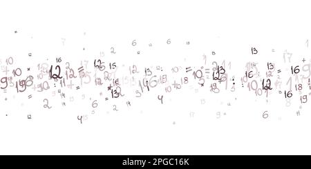 Symboles vectoriels de numéros de couleur. Motif sans couture de la police de calligraphie à la main dispersée de façon aléatoire. Arrière-plan mathématique pour les enfants. Retour à scho Illustration de Vecteur