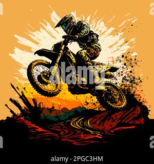 illustration de fond de terre nature de saut de motocross Banque D'Images