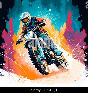 illustration de fond de terre nature de saut de motocross Banque D'Images