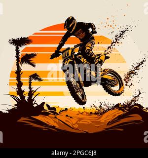 illustration de fond de terre nature de saut de motocross Banque D'Images