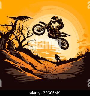 illustration de fond de terre nature de saut de motocross Banque D'Images