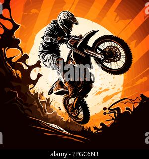 illustration de fond de terre nature de saut de motocross Banque D'Images