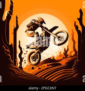 illustration de fond de terre nature de saut de motocross Banque D'Images