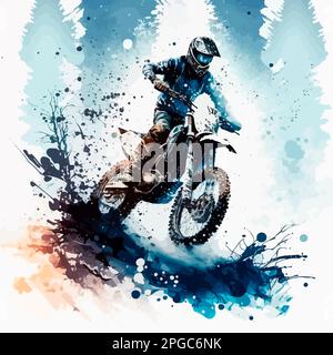 motocross neige nature terre fond illustration v10 Banque D'Images
