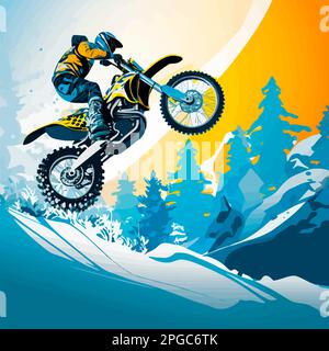motocross neige nature terre fond illustration v10 Banque D'Images