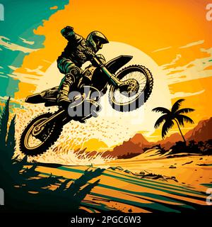 illustration de fond de terre nature de saut de motocross Banque D'Images