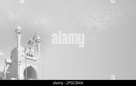 Ramadan Kareem minimalisme simple fond gris pâle. Salutation pour Ramadan Moubarak, Eid Moubarak. Bonne idée de Ramadan, bonne idée de carte de vœux Eid. Saint Mo Banque D'Images