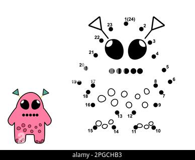 Reliez les points et dessinez un adorable personnage extraterrestre. Rejoignez la page d'activité Numbers Illustration de Vecteur